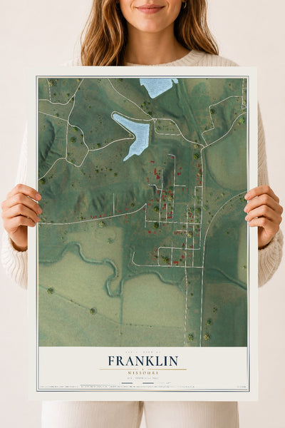 Map of Franklin, Missouri, 18 x 24 inch unframed archival matte print