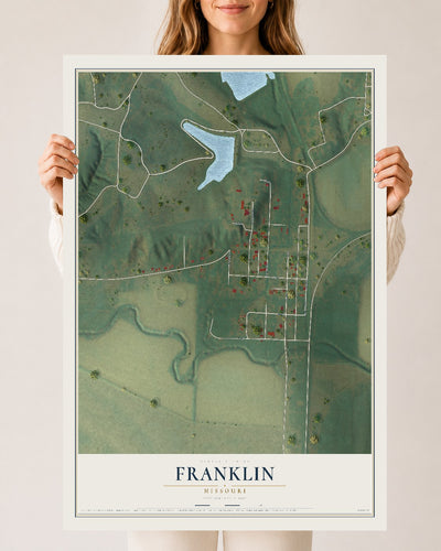 Map of Franklin, Missouri, 24 x 36 inch unframed archival matte print