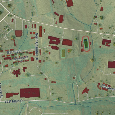 Second close-up of the map of Fredericktown, Missouri print showing more streets and buildings
