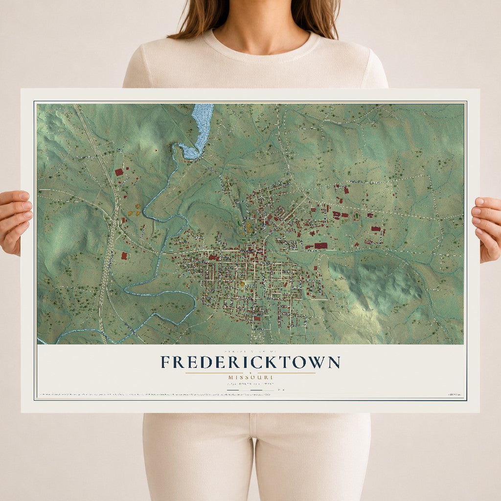 Map of Fredericktown, Missouri, 18 x 24 inch unframed archival matte print