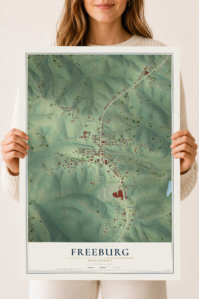 Map of Freeburg, Missouri, 18 x 24 inch unframed archival matte print