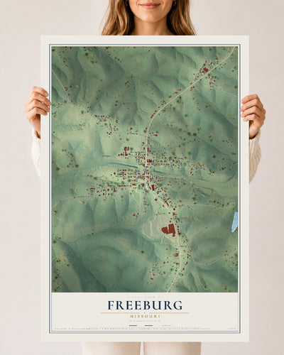 Map of Freeburg, Missouri, 24 x 36 inch unframed archival matte print