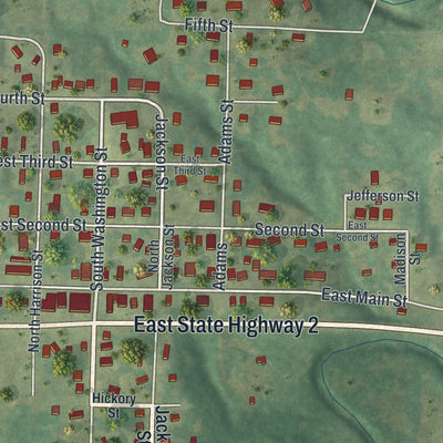 Close-up of the map of Freeman, Missouri print showing street and building detail