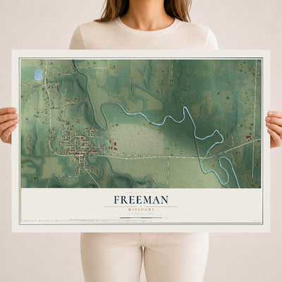 Map of Freeman, Missouri, 18 x 24 inch unframed archival matte print