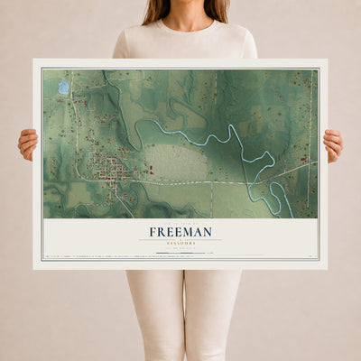 Map of Freeman, Missouri, 24 x 36 inch unframed archival matte print