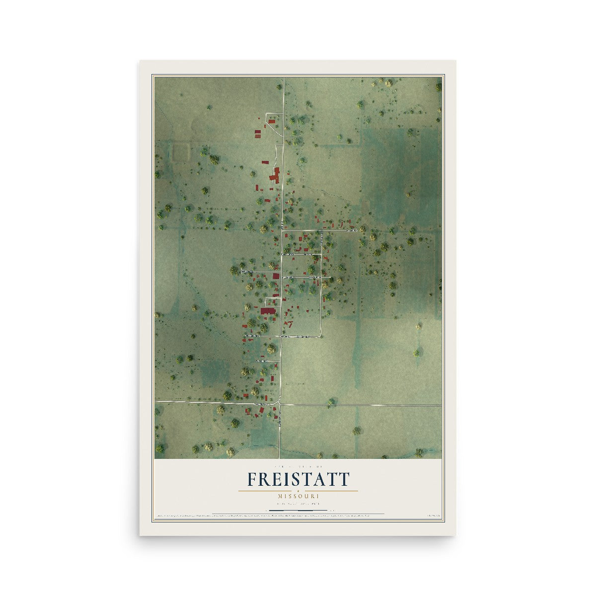 Map of Freistatt, Missouri, 12 x 18 inch unframed archival matte print
