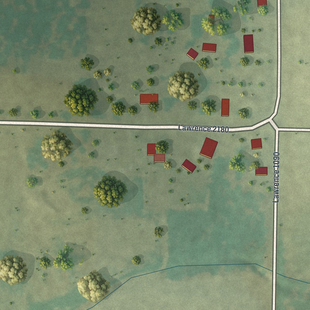 Second close-up of the map of Freistatt, Missouri print showing more streets and buildings