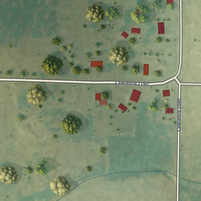 Second close-up of the map of Freistatt, Missouri print showing more streets and buildings