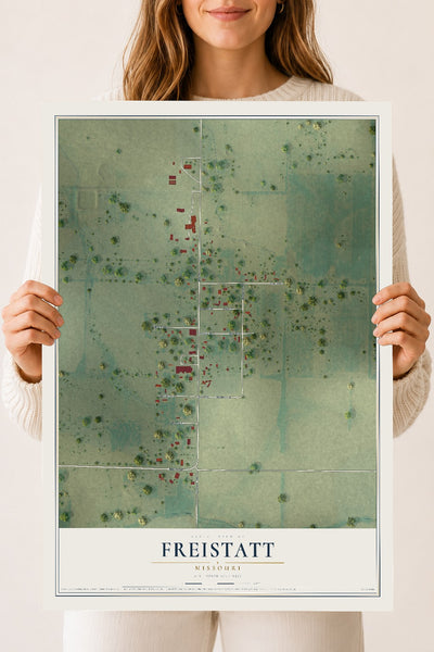 Map of Freistatt, Missouri, 18 x 24 inch unframed archival matte print