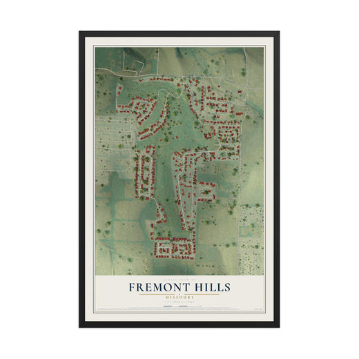 Map of Fremont Hills, Missouri, 12 x 18 inch print in a black wood frame