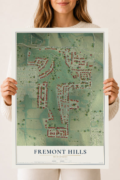 Map of Fremont Hills, Missouri, 18 x 24 inch unframed archival matte print