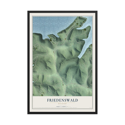 Map of Friedenswald, Missouri, 12 x 18 inch print in a black wood frame