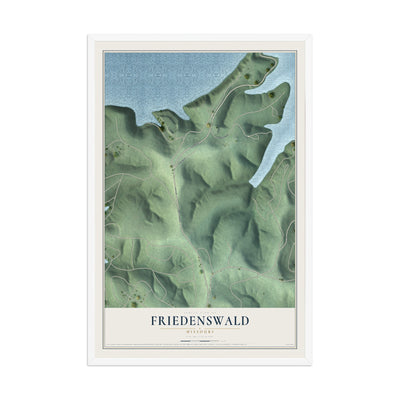 Map of Friedenswald, Missouri, 12 x 18 inch print in a white wood frame