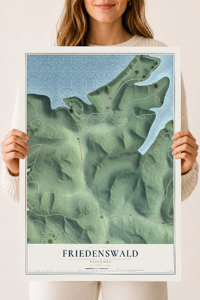 Map of Friedenswald, Missouri, 18 x 24 inch unframed archival matte print