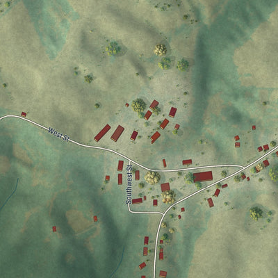 Second close-up of the map of Frohna, Missouri print showing more streets and buildings