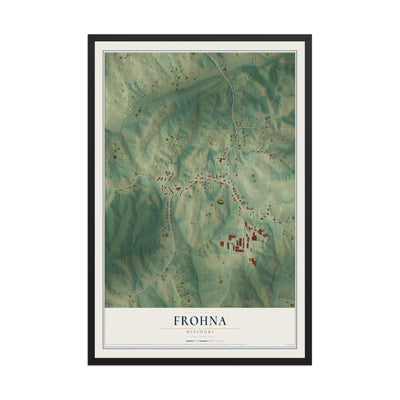 Map of Frohna, Missouri, 12 x 18 inch print in a black wood frame