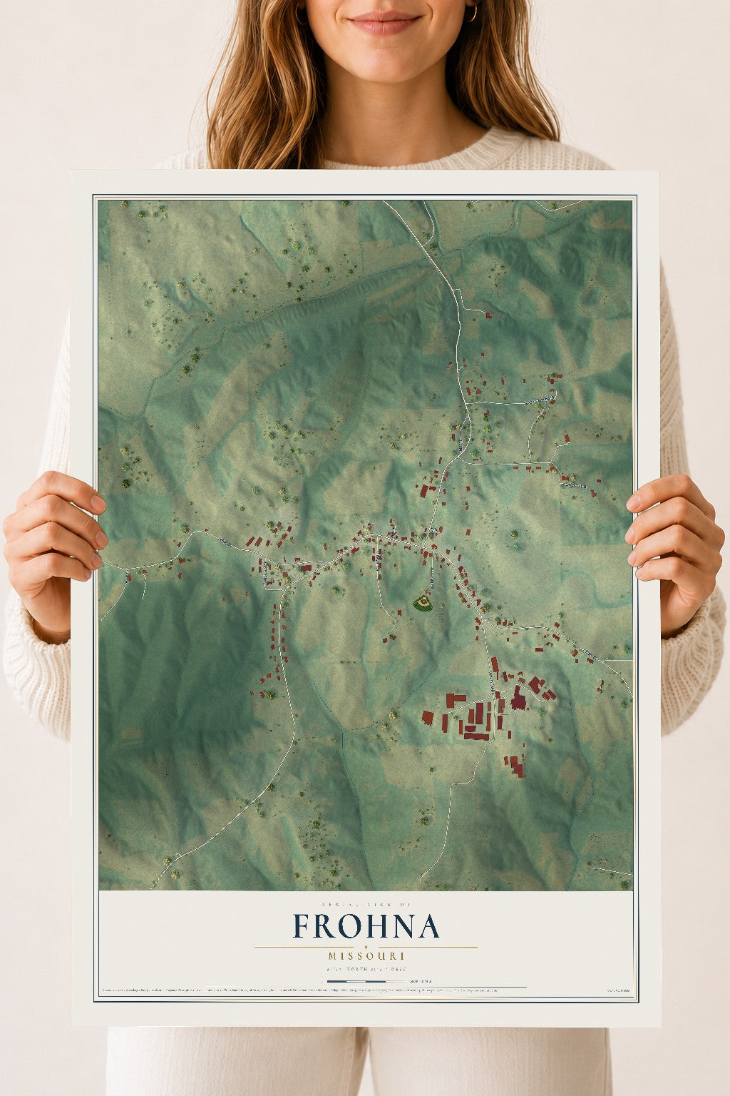 Map of Frohna, Missouri, 18 x 24 inch unframed archival matte print
