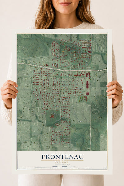Map of Frontenac, Missouri, 18 x 24 inch unframed archival matte print