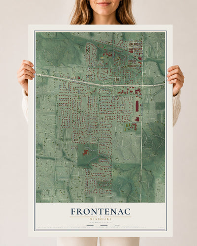 Map of Frontenac, Missouri, 24 x 36 inch unframed archival matte print