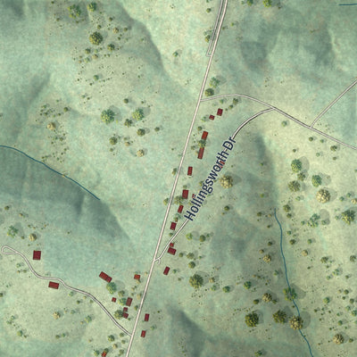 Second close-up of the map of Gainesville, Missouri print showing more streets and buildings