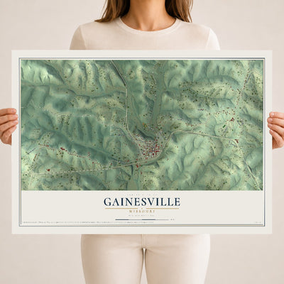 Map of Gainesville, Missouri, 18 x 24 inch unframed archival matte print