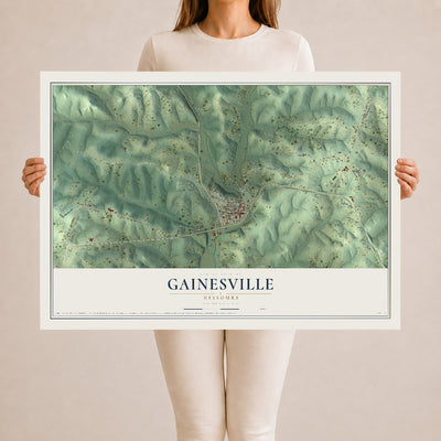 Map of Gainesville, Missouri, 24 x 36 inch unframed archival matte print