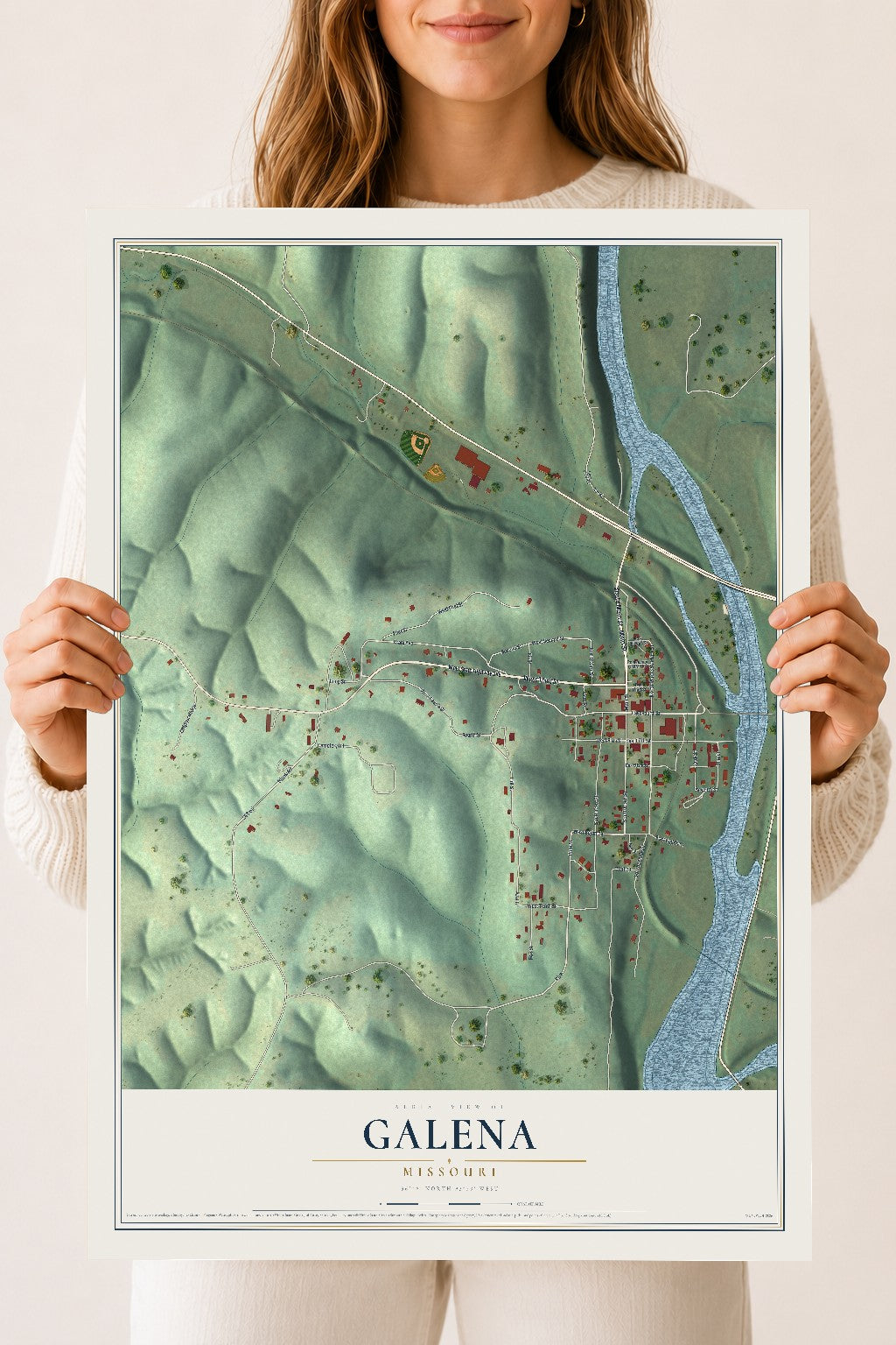 Map of Galena, Missouri, 18 x 24 inch unframed archival matte print