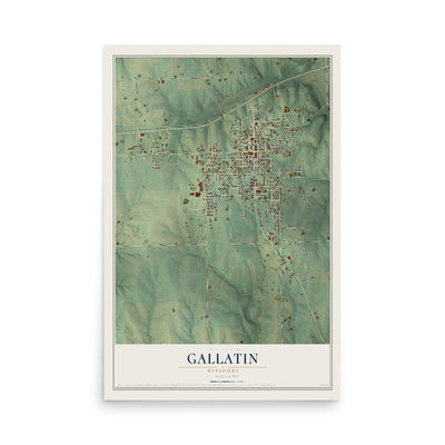 Map of Gallatin, Missouri, 12 x 18 inch unframed archival matte print