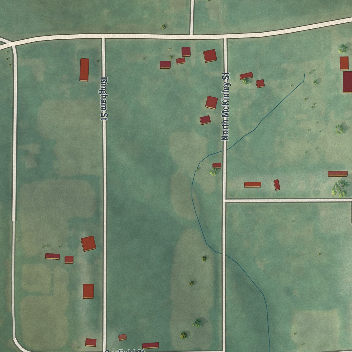 Second close-up of the map of Galt, Missouri print showing more streets and buildings