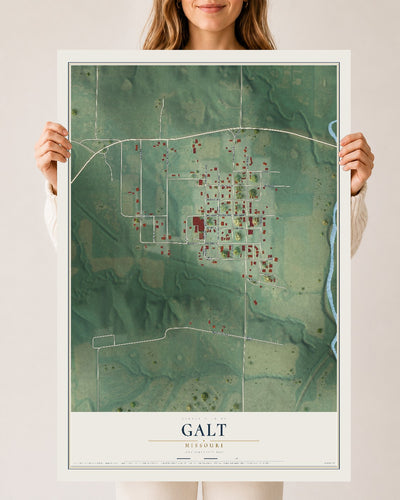 Map of Galt, Missouri, 24 x 36 inch unframed archival matte print