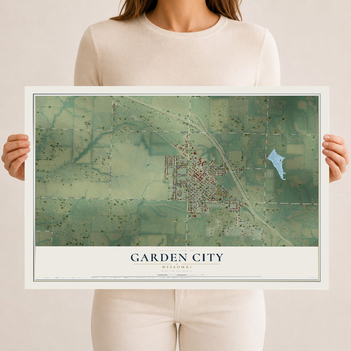 Map of Garden City, Missouri, 12 x 18 inch unframed archival matte print