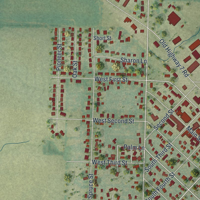 Close-up of the map of Garden City, Missouri print showing street and building detail