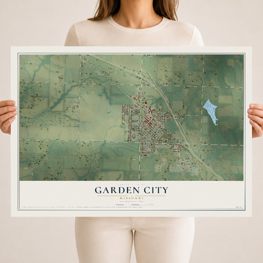 Map of Garden City, Missouri, 18 x 24 inch unframed archival matte print