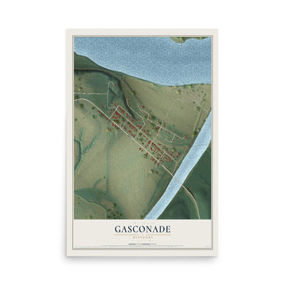 Map of Gasconade, Missouri, 12 x 18 inch unframed archival matte print