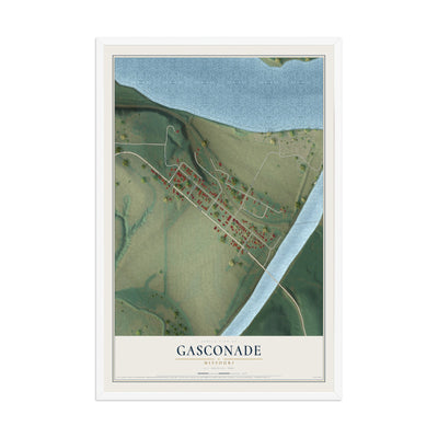 Map of Gasconade, Missouri, 12 x 18 inch print in a white wood frame