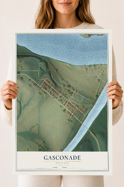 Map of Gasconade, Missouri, 18 x 24 inch unframed archival matte print