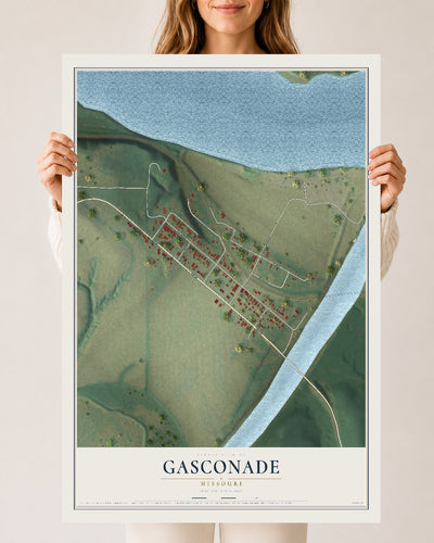 Map of Gasconade, Missouri, 24 x 36 inch unframed archival matte print