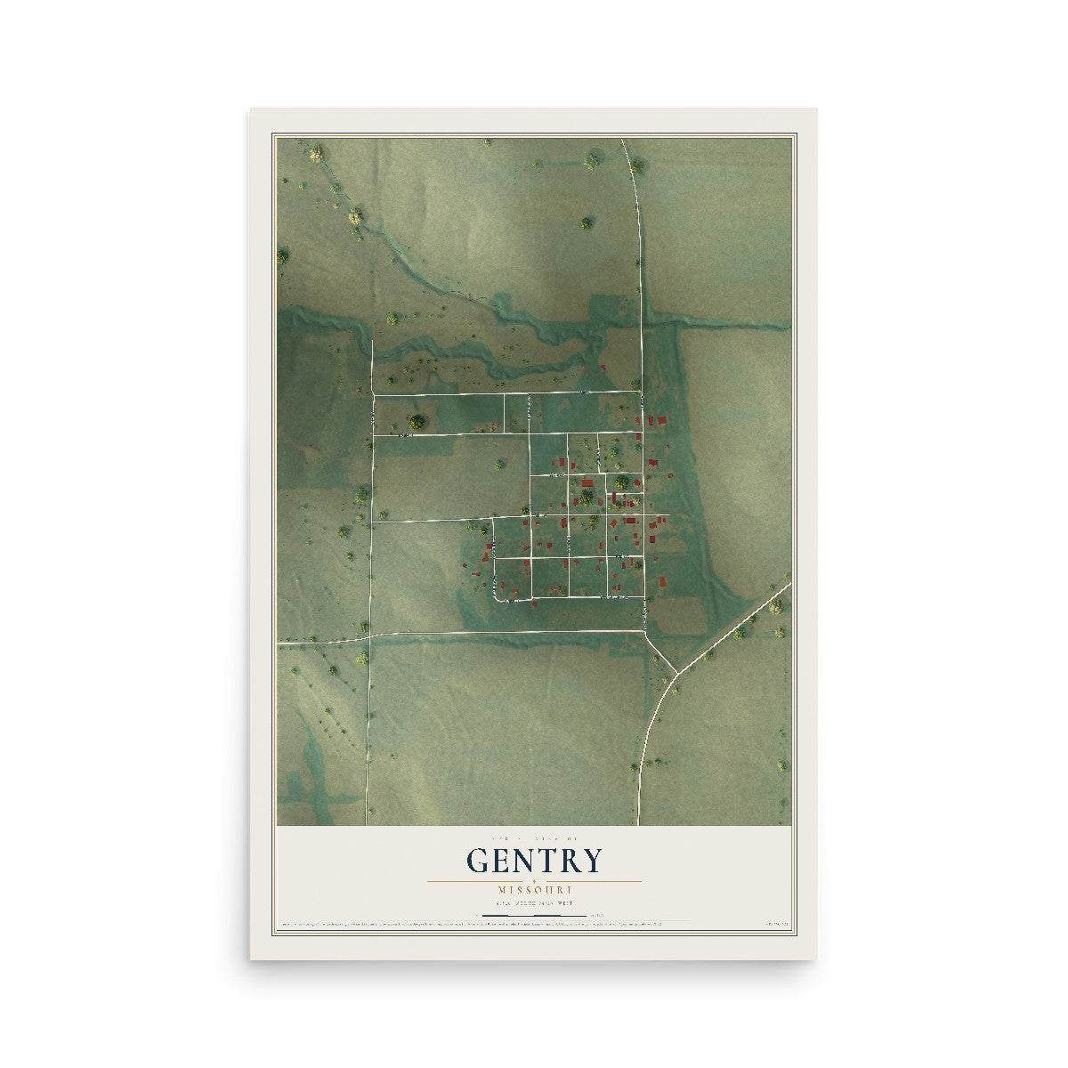 Map of Gentry, Missouri, 12 x 18 inch unframed archival matte print