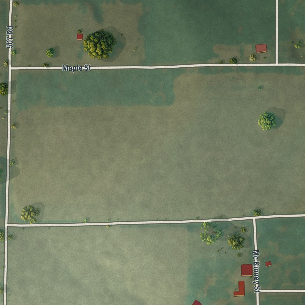Second close-up of the map of Gentry, Missouri print showing more streets and buildings
