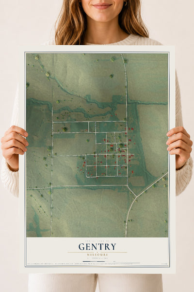 Map of Gentry, Missouri, 18 x 24 inch unframed archival matte print