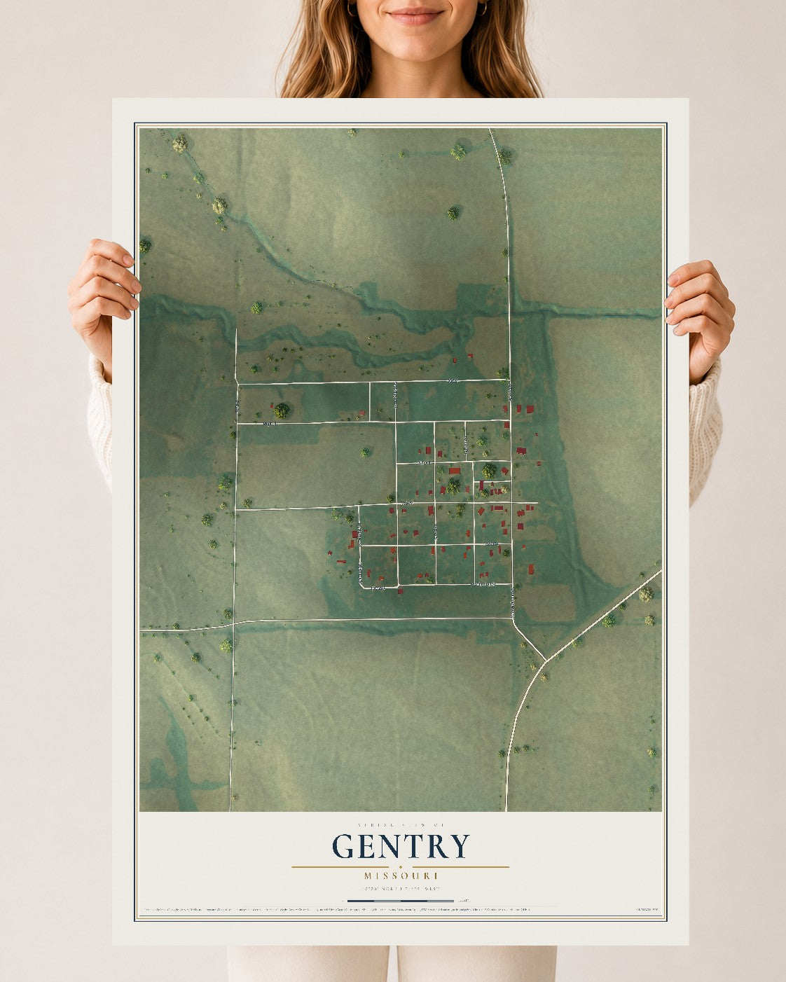 Map of Gentry, Missouri, 24 x 36 inch unframed archival matte print