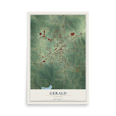 Map of Gerald, Missouri, 12 x 18 inch unframed archival matte print