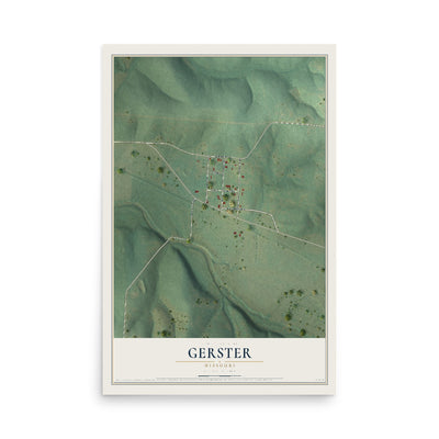 Map of Gerster, Missouri, 12 x 18 inch unframed archival matte print