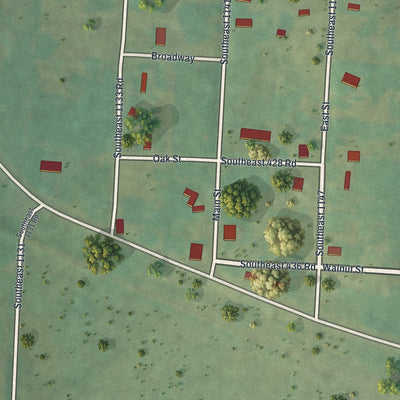 Close-up of the map of Gerster, Missouri print showing street and building detail