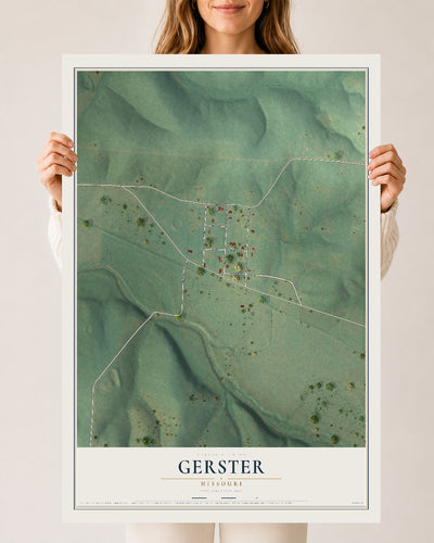 Map of Gerster, Missouri, 24 x 36 inch unframed archival matte print