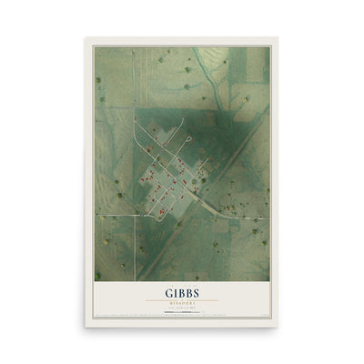 Map of Gibbs, Missouri, 12 x 18 inch unframed archival matte print