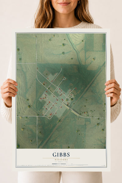Map of Gibbs, Missouri, 18 x 24 inch unframed archival matte print