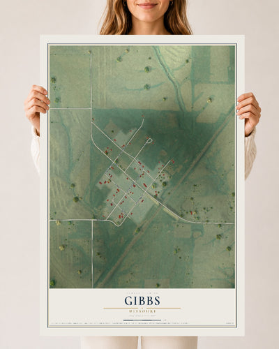 Map of Gibbs, Missouri, 24 x 36 inch unframed archival matte print