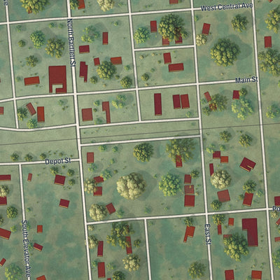 Close-up of the map of Gilliam, Missouri print showing street and building detail