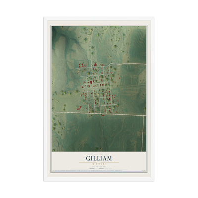 Map of Gilliam, Missouri, 12 x 18 inch print in a white wood frame